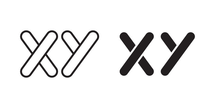 Masculine Chromosomes icon flat outline in black