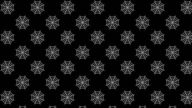 Seamless spider web pattern on black background, spooky Halloween texture