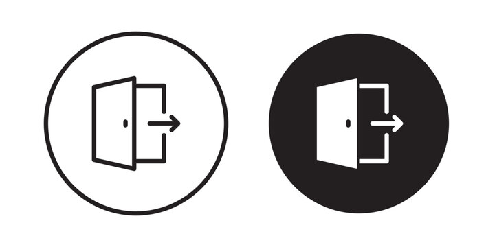 Logout icon flat outline in black