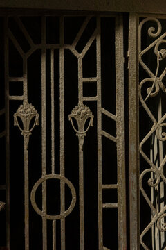 Ornate wrought iron gate of a traditional house, Mecca province, Jeddah, Saudi Arabia