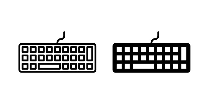 Keyboard icon flat outline in black