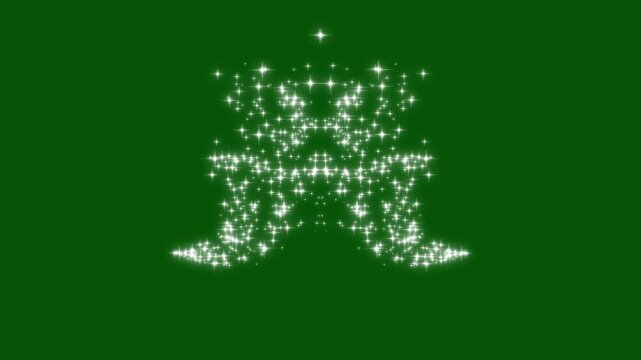 Luxury white glitter sparkle stars line animation with twinkling shine particles, cartoon doodle sparkles, seamless shiny transition overlay on green background, magic dust, pixie dust path, 4k