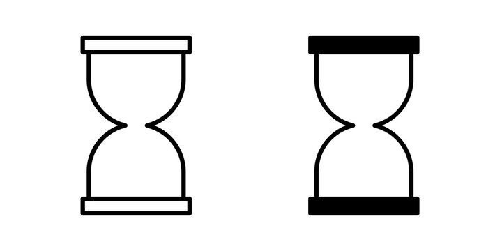 Hourglass icon flat outline in black