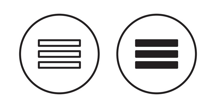 Hamburger menu icon flat outline in black