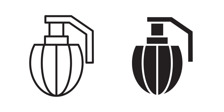 Granade icon flat outline in black