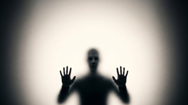 Monster eye scary shadow silhouette. Halloween horror evil ghost. creepy supernatural creature nightmare, glowing darkness fantasy fear