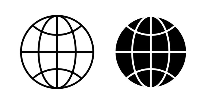 Globe icon flat outline in black