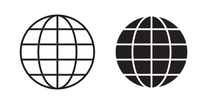 Globe icon flat outline in black