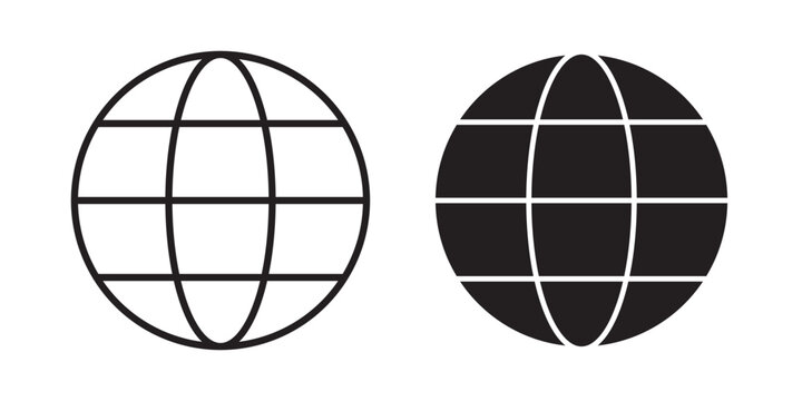 Globe icon flat outline in black