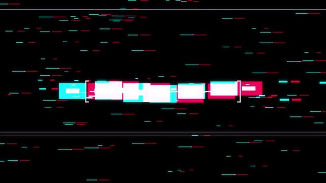 Digital Glitch Progress Loading Bar Animation with Dynamic RGB Color Shift Effect on Black Background
