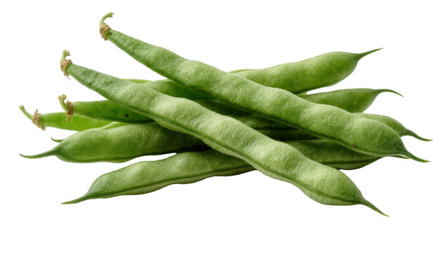 Pile of fresh green string beans, isolated on transparent background