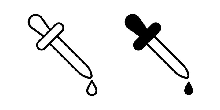 Eye dropper icon flat outline in black