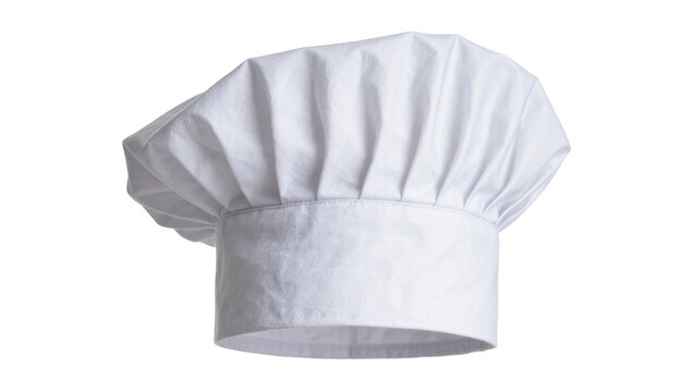 Traditional white chef s toque hat with pleats, isolated on transparent background