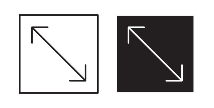 Expand icon flat outline in black