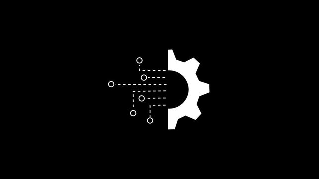 white color Beautiful designed animated icon animation of data integration on black background. 4k video