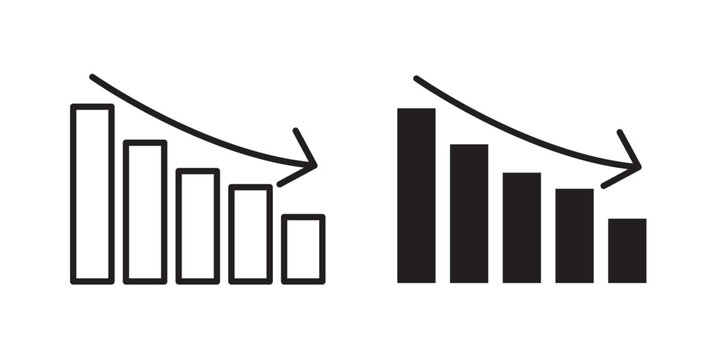 Decrease icon flat outline in black