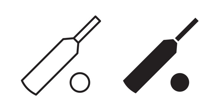 Cricket icon flat outline in black