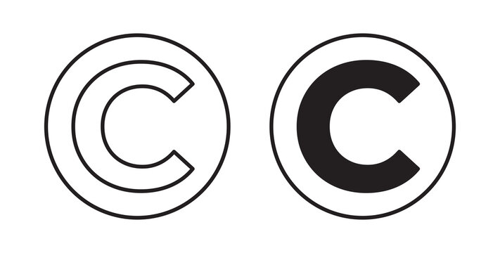 Copyright icon flat outline in black