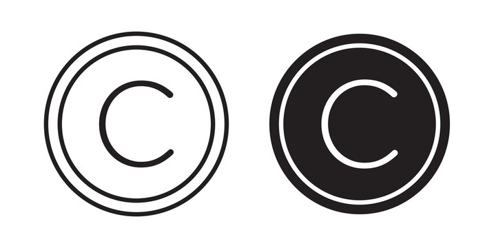 Copyright icon flat outline in black