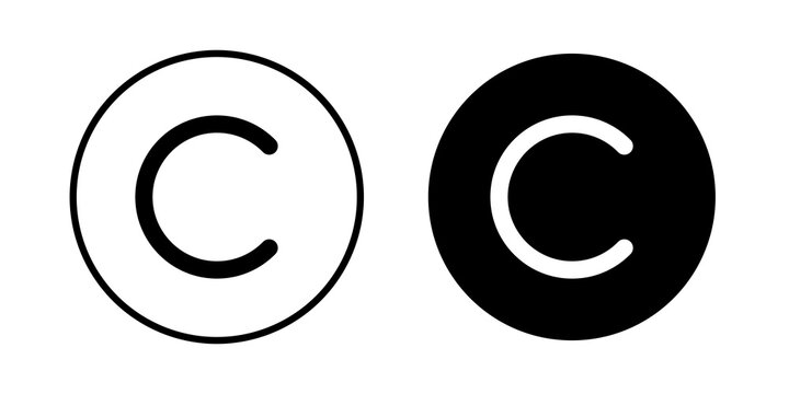 Copyright icon flat outline in black