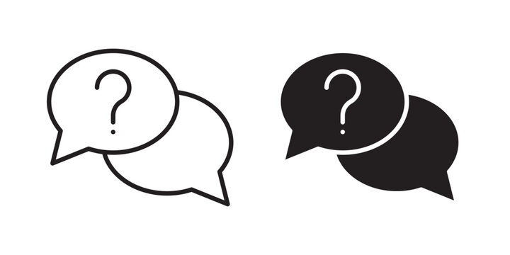 Comment question icon flat outline in black
