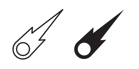 Comet icon flat outline in black © Warpiya