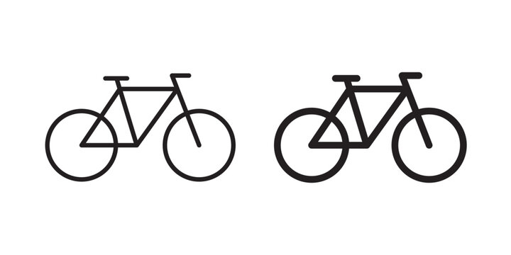 Biking icon flat outline in black