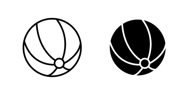 Beach ball icon flat outline in black