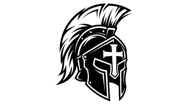 Greek gladiator helmet with cross emblem