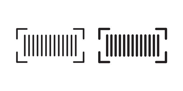 Barcode read icon flat outline in black