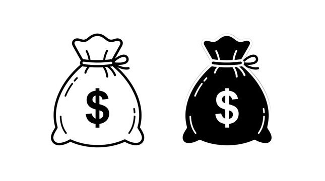 Two black money bags with dollar signs