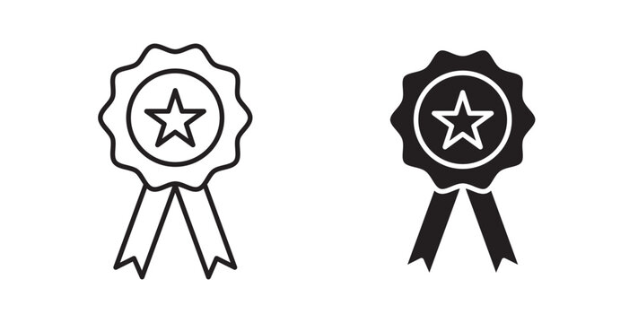 Badge icon flat outline in black