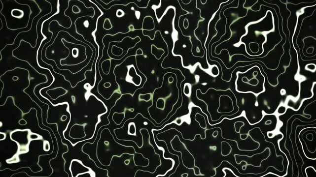 Abstract glowing lines pattern moving dynamically, creating a futuristic and technological background animation. Digital topography contours flowing smoothly, ideal for science