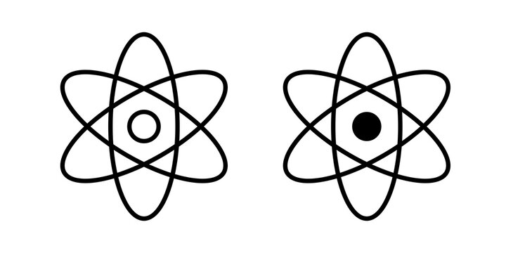 Atom icon flat outline in black