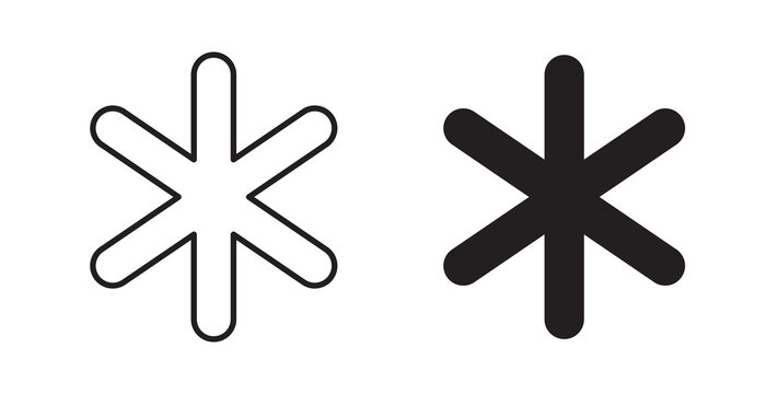 Asterisk icon flat outline in black