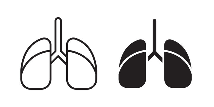 Asthma icon flat outline in black