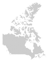 Obraz premium Canada map with diagonal stripes in gray vector illustration
