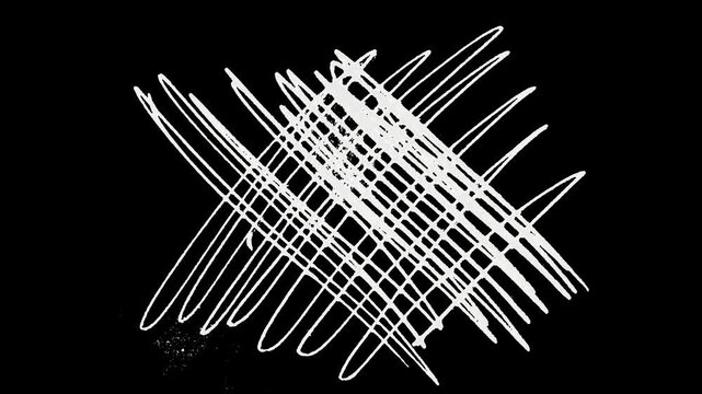 White X symbols form a changing grid over a black background. 