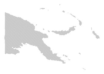Obraz premium Papua New Guinea map with diagonal stripes in gray vector illustration