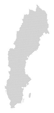 Sweden map with diagonal stripes in gray vector illustration