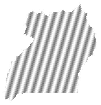 Uganda map with diagonal stripes in gray vector illustration