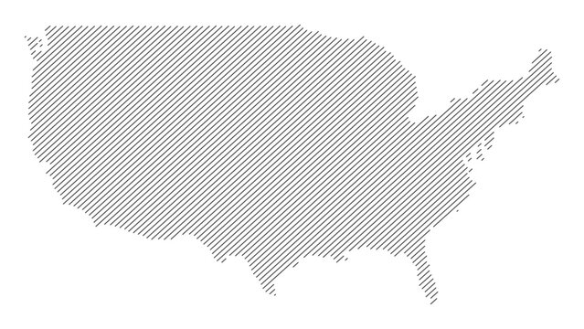 United States of America map with diagonal stripes vector illustration