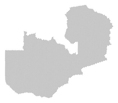Zambia map with diagonal stripes in gray vector illustration