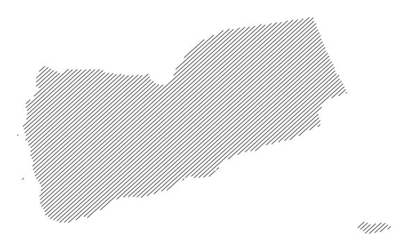 Yemen map with diagonal stripes in gray vector illustration