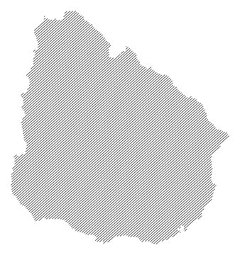 Uruguay map with diagonal stripes in gray vector illustration