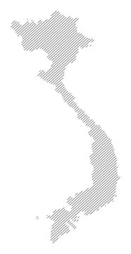 Vietnam map with diagonal stripes in gray vector illustration
