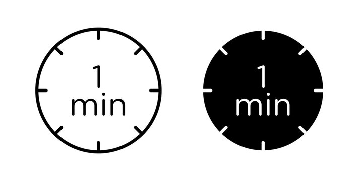 1 minute icon flat outline in black