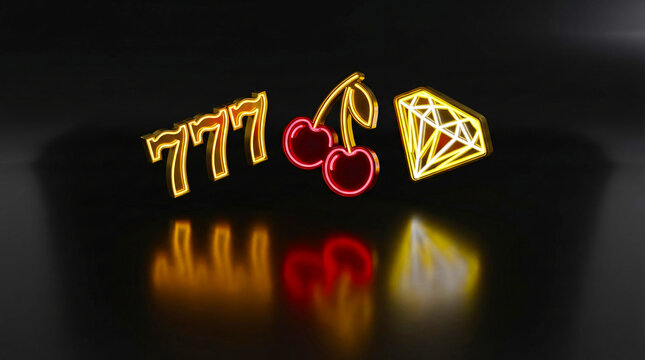 3D Cartoon Gradient Slot Machine Symbols Set