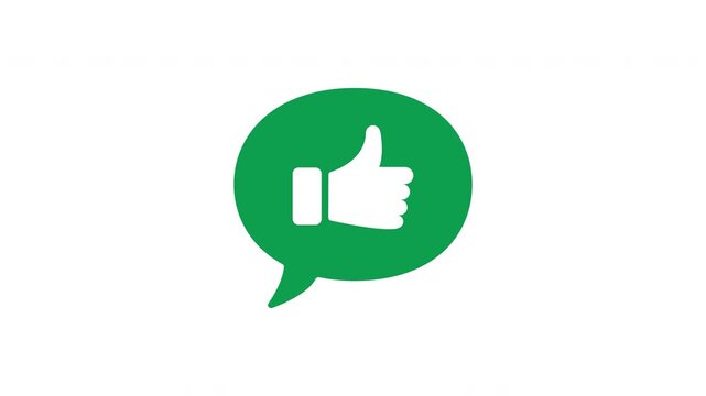 Thumbs Up In Speech Bubble Solid Animated Icon With Alpha Channel. Positive Feedback, Approval, And Social Media Interaction Silhouette Motion Graphic. On Transparent Background
