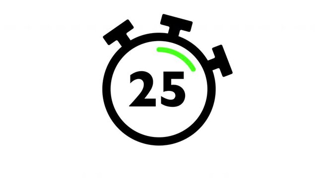 Thirty second countdown timer with alpha channel, 30  to 0 seconds on transparent background. 4K Video